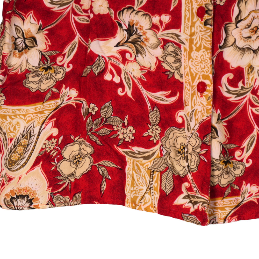 Vintage Maggie McNaughton Blouse Womens 16 Red Floral Collared Button Made USA - Picture 6 of 10